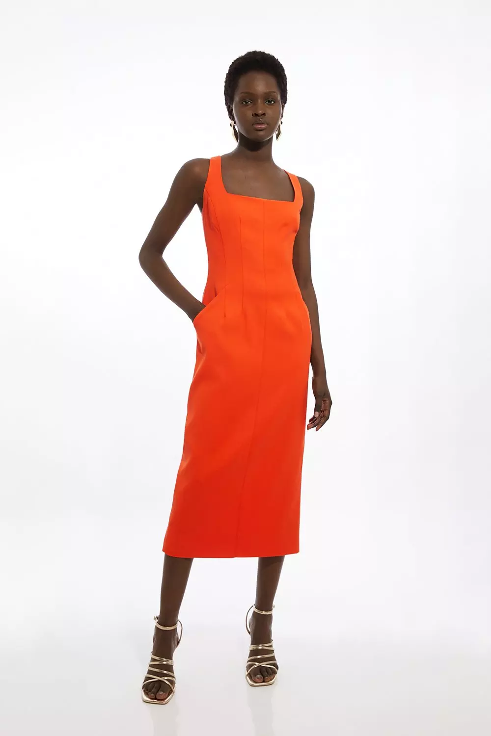 Square neck pencil dress top